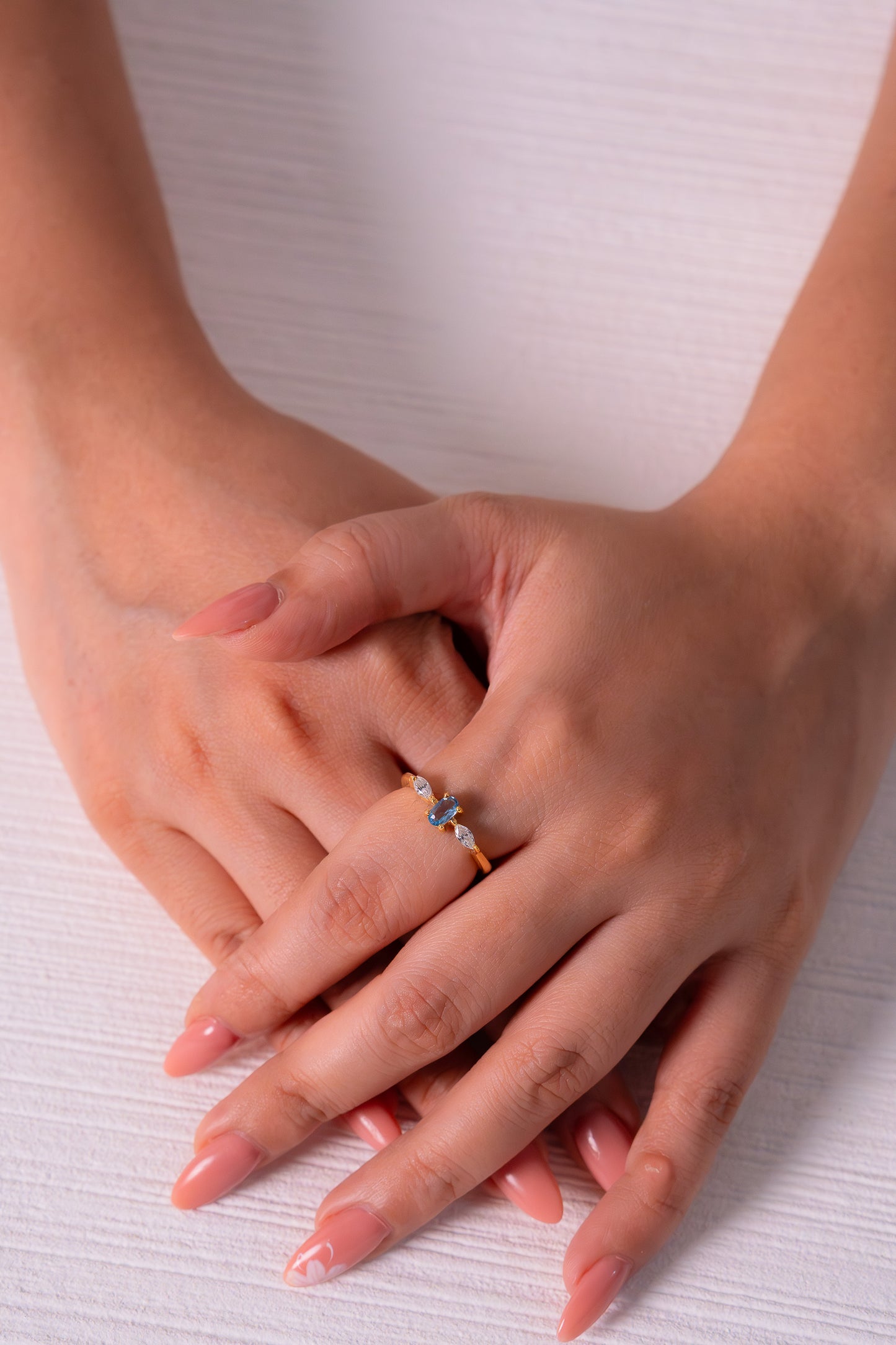 Handmade  Sterling Silver Blue Topaz Avery Ring -CLJ872