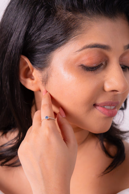 Handmade Sterling Silver Blue Sapphire Leia Ring - CLJ512