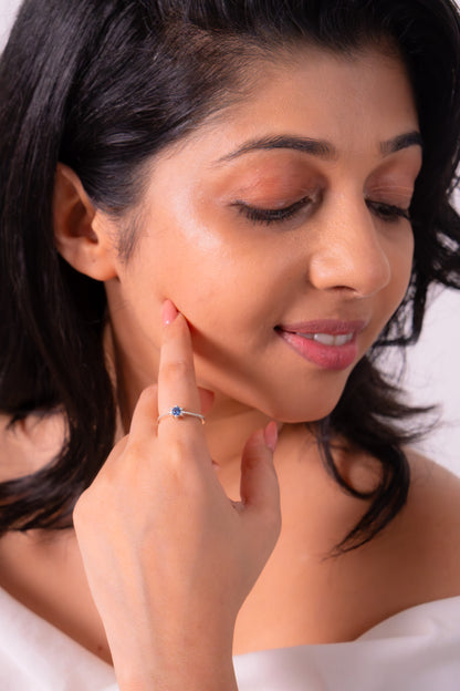 Handmade Sterling Silver Blue Sapphire Leia Ring - CLJ512