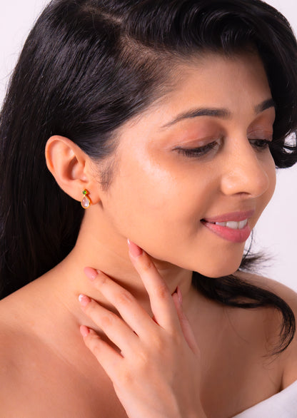 Chromium Diopside & Rose Quartz Sirène Earrings - CLJ875