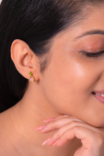 Chromium Diopside & Rose Quartz Sirène Earrings - CLJ875