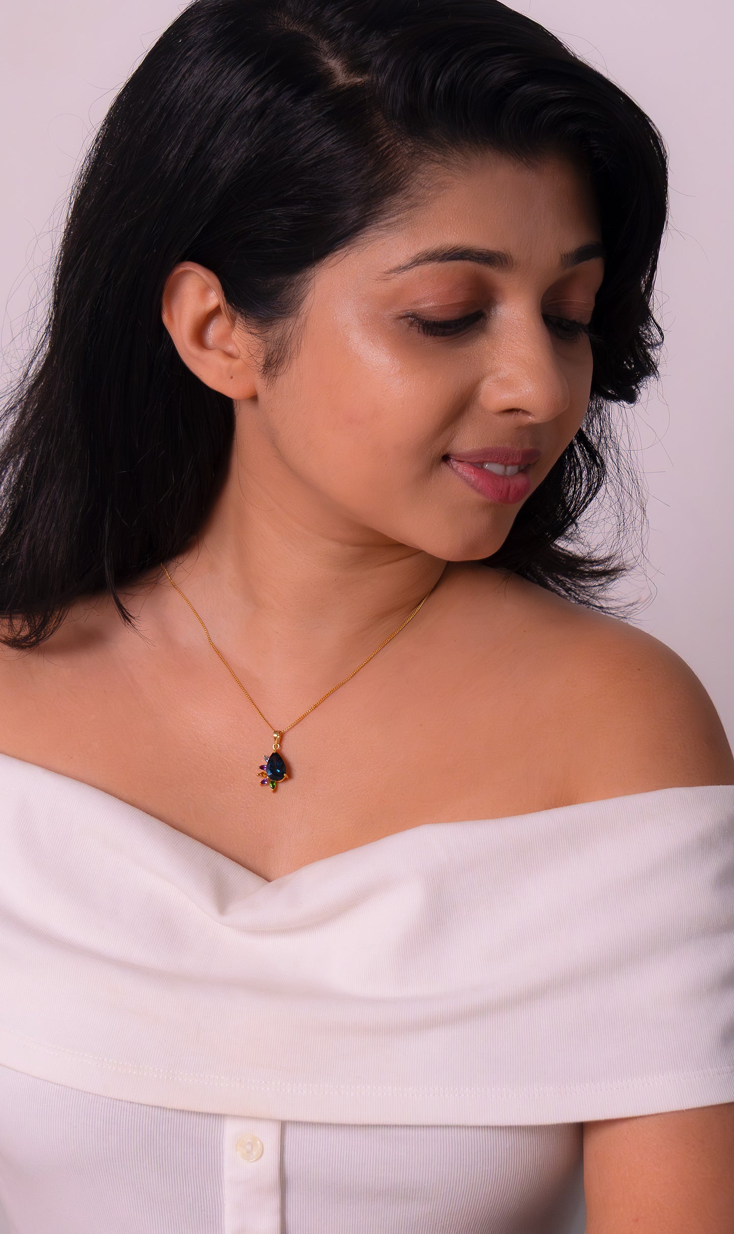 Handmade London Blue Topaz, Amethyst, Citrine, Blue Topaz, Chromium Diopside Vaanya Necklace - CLJ871