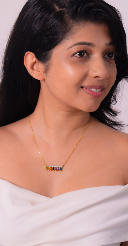 Peridot, Citrine, Gomeda, Garnet, Pink Topaz, Amethyst, London Blue Topaz Rachael Necklace - CLJ845