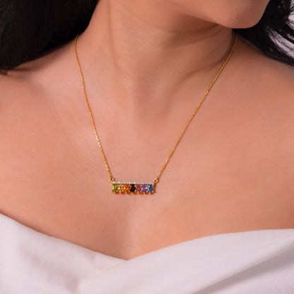 Peridot, Citrine, Gomeda, Garnet, Pink Topaz, Amethyst, London Blue Topaz Rachael Necklace - CLJ845