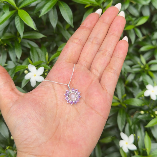 Moonstone, Amethyst Jessie Necklace - CLJ939