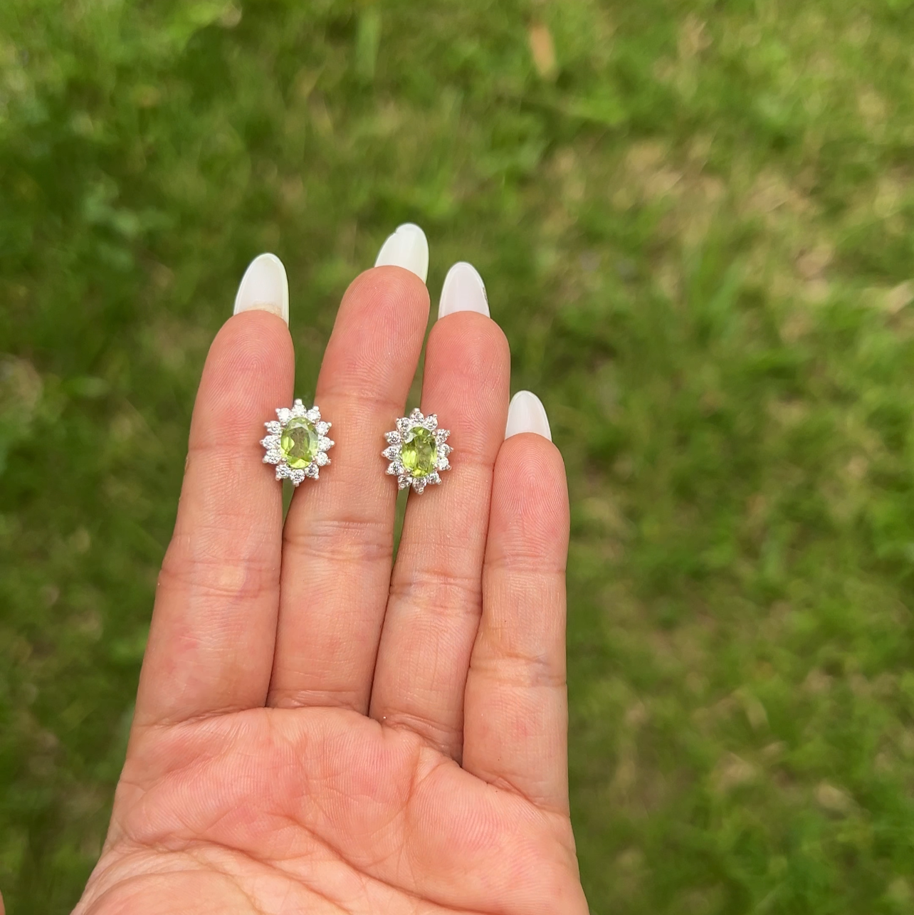 Handmade Sterling Silver Peridot Diana Earrings - CLJ148PE