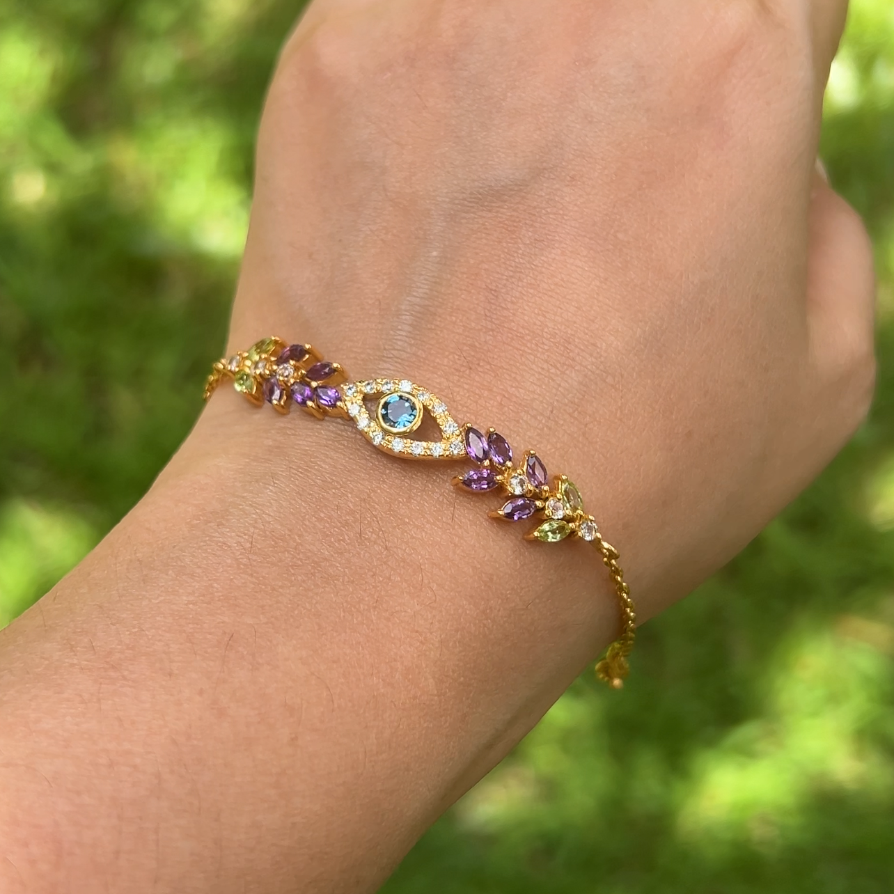 Amethyst, London Blue Topaz, Peridot Zhora Bracelet - CLJ846