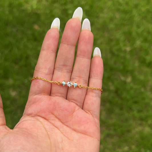 Handmade Sterling Silver Blue Topaz & White Topaz Celine Bracelet - CLJ723BW