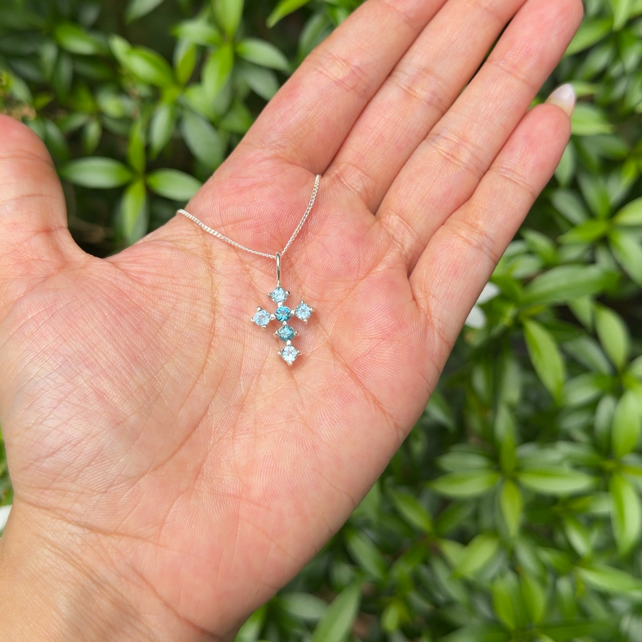 Blue Topaz & London Blue Topaz Aurelli Cross Necklace - CLJ490LBBE