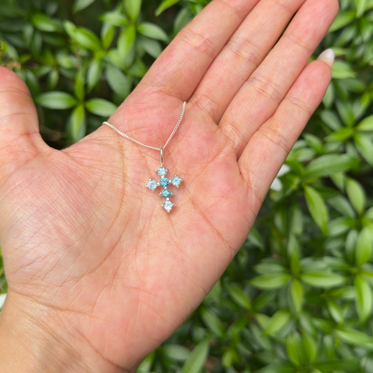 Blue Topaz & London Blue Topaz Aurelli Cross Necklace - CLJ490LBBE