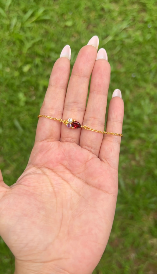 Garnet, Citrine, White Topaz & Amethyst Nyx Bracelet- CLJ733