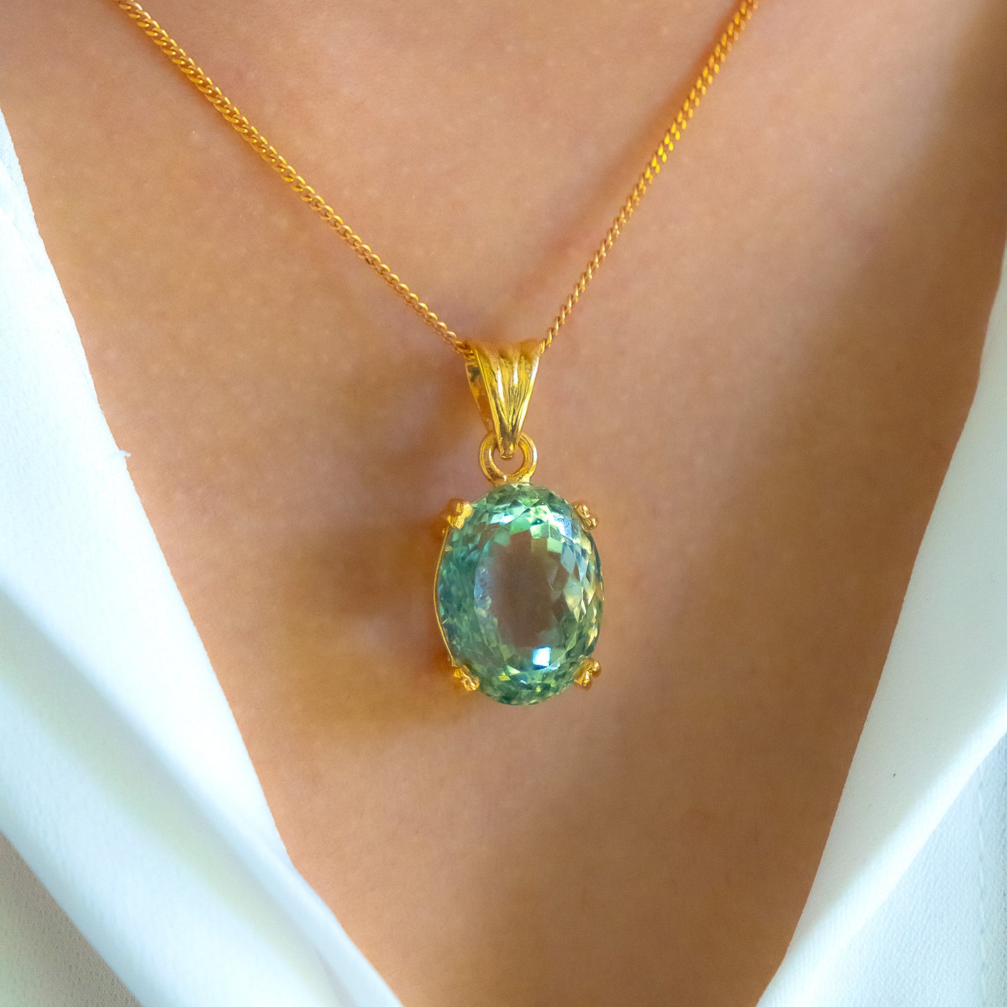 Green Amethyst Chloe Necklace - CLJ552