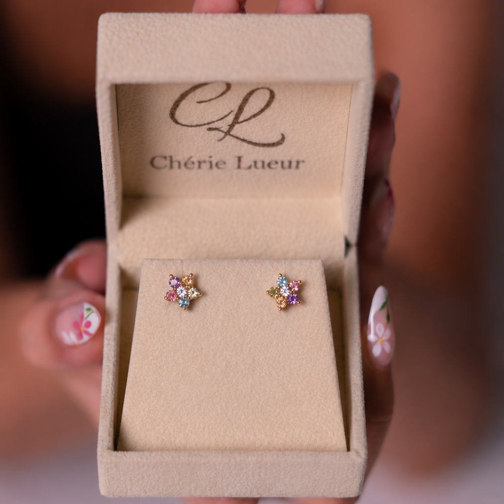 White Topaz, Pink Tourmaline, Blue Topaz, Amethyst, Citrine, Peridot Carina Earrings - CLJ935E