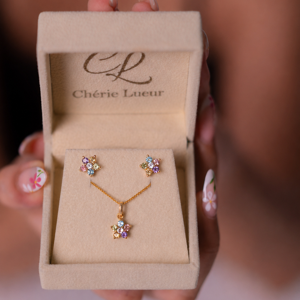 White Topaz, Pink Tourmaline, Blue Topaz, Amethyst, Citrine, Peridot Carina Set - CLJ935S