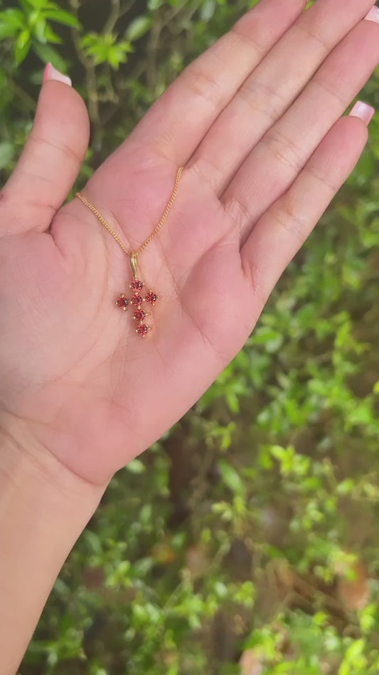 Garnet Aurelli Cross Necklace - CLJ490