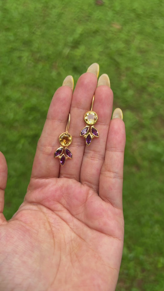 Citrine & Amethyst Violet Earrings - CLJ672