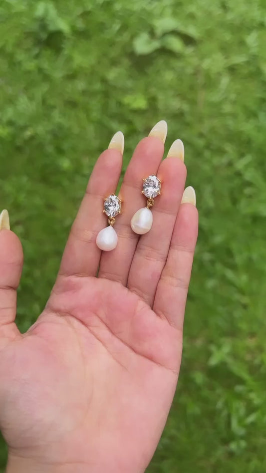 Cultured Pearl & American Diamonds Raquel Earrings - CLJ605