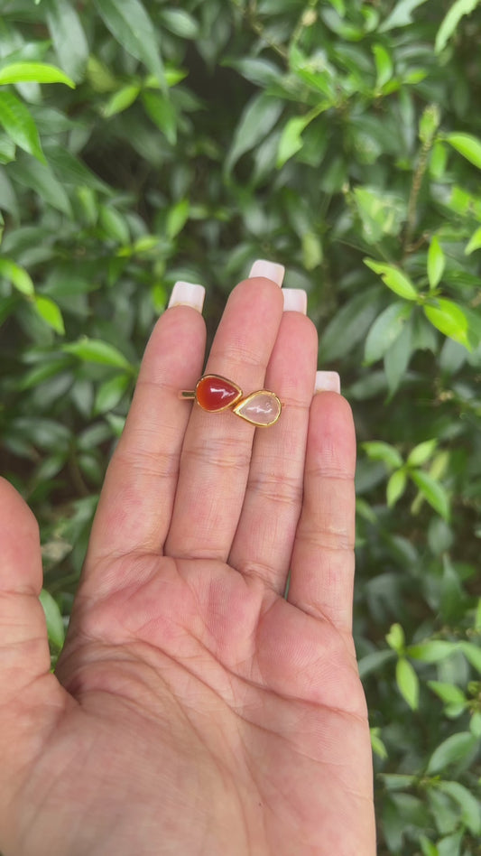 Rose Quartz & Carnelian Xiomara Ring - CLJ681