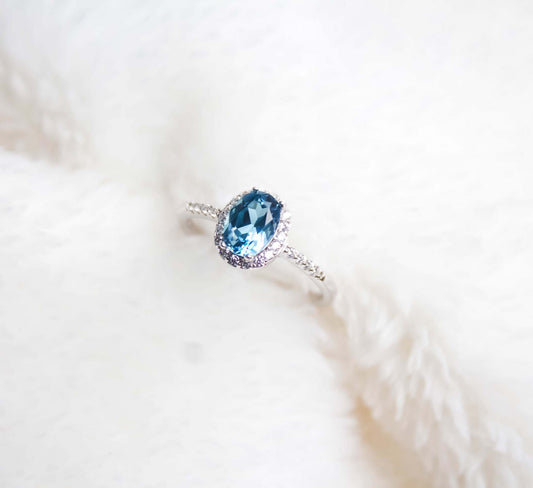 Blue Topaz Princess Ring - CLJ449